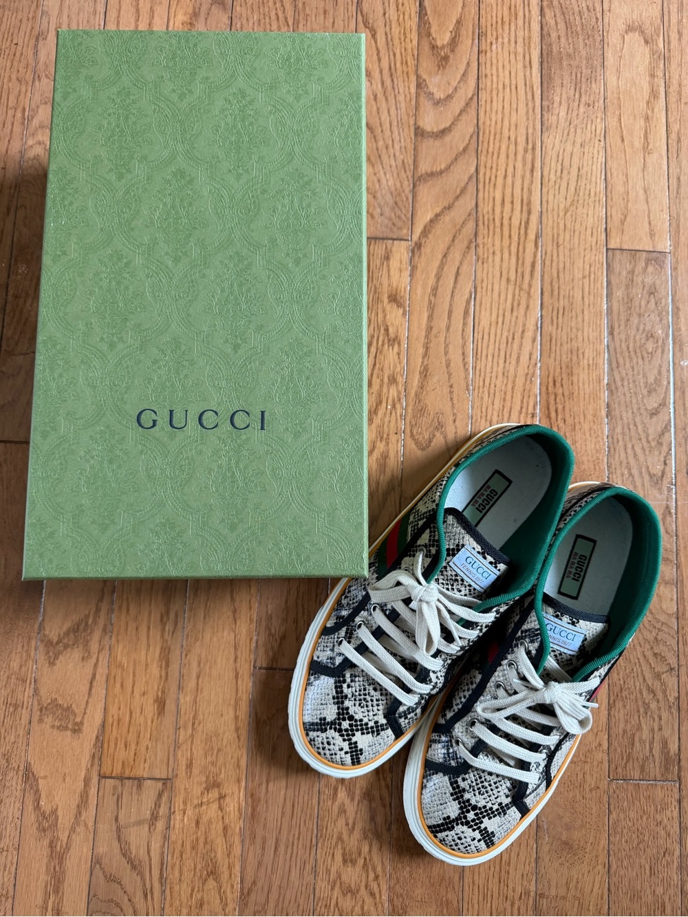Authentic Gucci Men’s Tennis 1977 Python Sneakers Size UK 10 / US 11